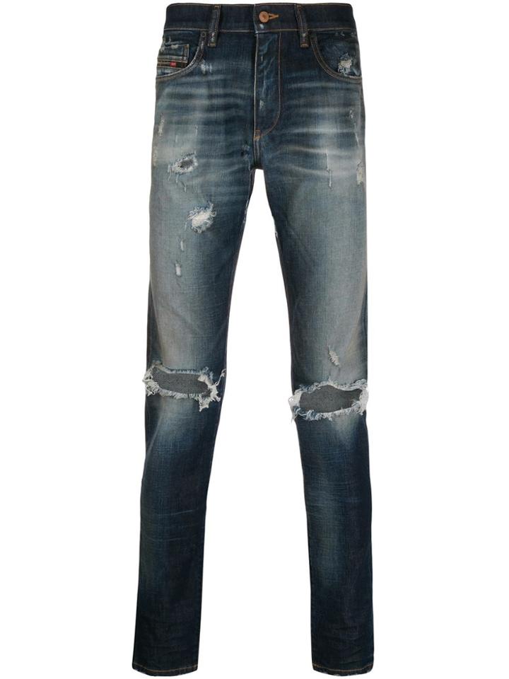 Diesel Slash Knee Slim-fit Jeans - Blue