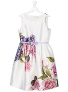 Monnalisa Chic Teen Floral Print Dress - White