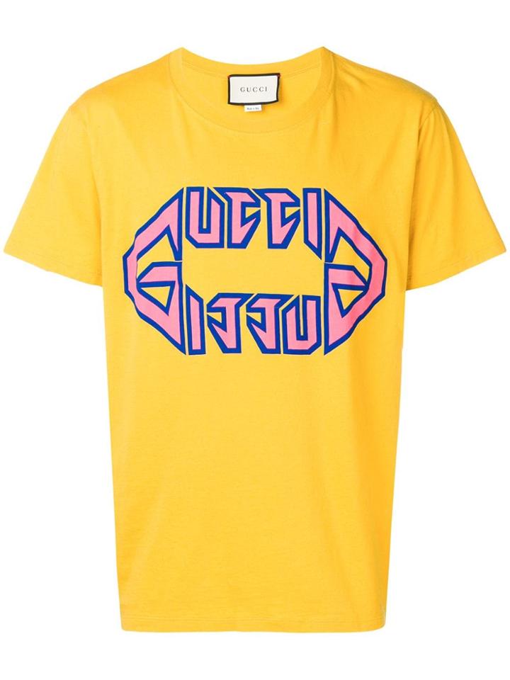 Gucci Logo Print T-shirt - Yellow