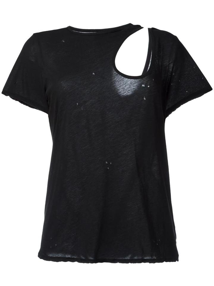 Unravel Project Cut-off Detailing T-shirt, Women's, Size: Medium, Black, Cotton