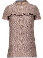 Prada Short-sleeved Cloqué Fabric Top - Pink