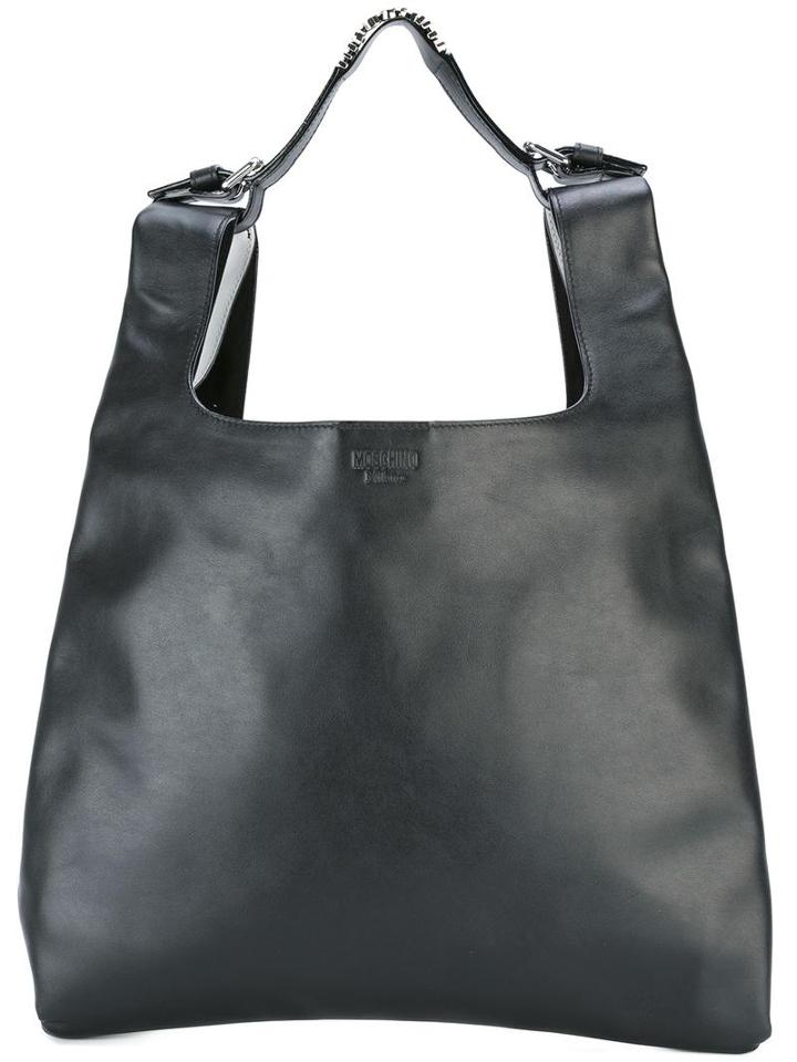 Moschino Two Tone Tote, Women's, Black, Calf Leather