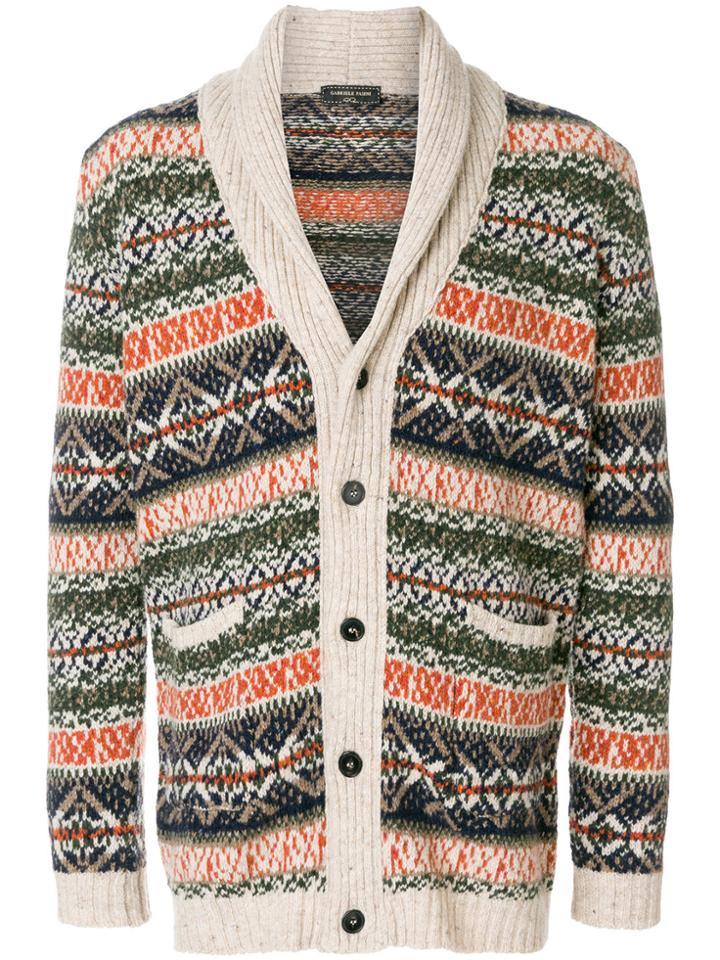 Gabriele Pasini Shawl Collar Intarsia Cardigan - Nude & Neutrals