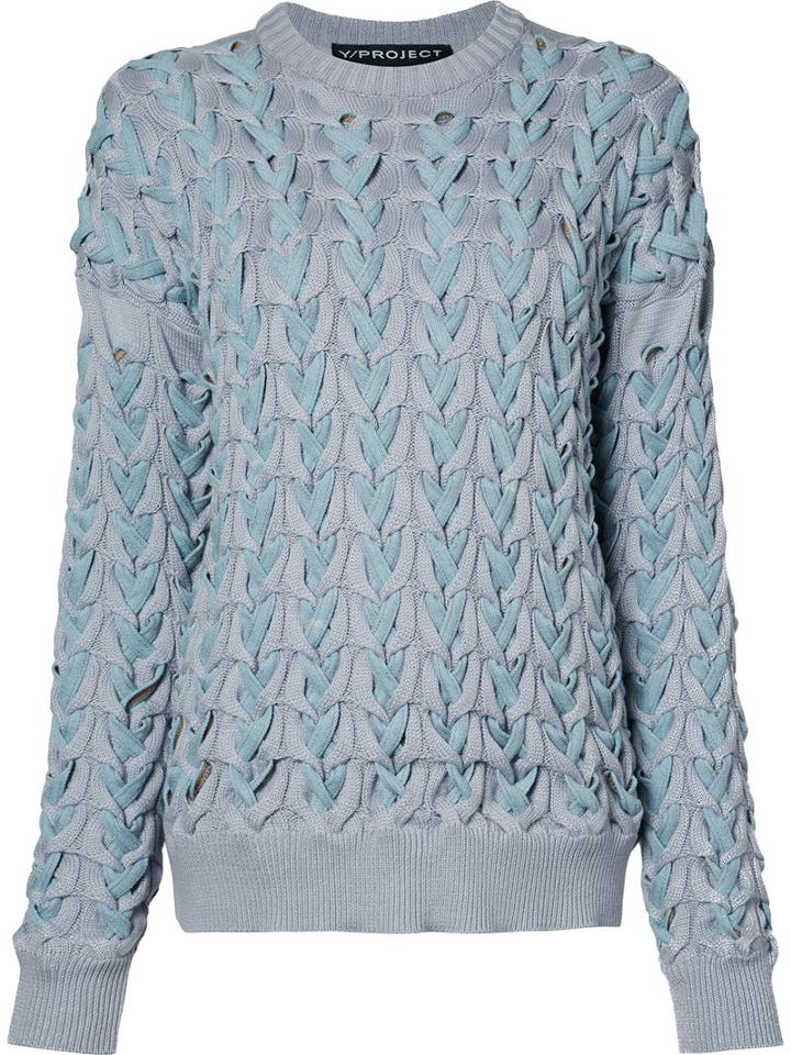 Y / Project Interlaced Knitted Jumper, Women's, Size: Xs, Pink/purple, Cotton/acrylic