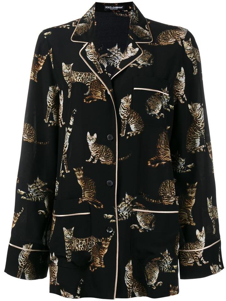 Dolce & Gabbana Bengal Cat P, Women's, Size: 42, Black, Silk