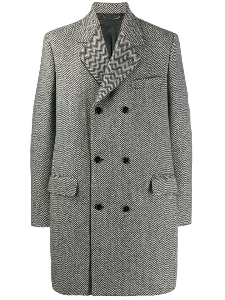 Dolce & Gabbana Chevron Double-breasted Coat - Black