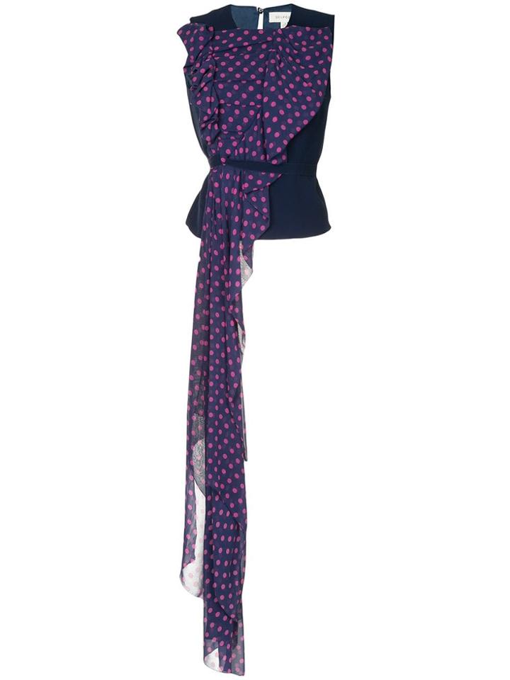 Delpozo Asymmetric Polka Dot Blouse - Blue