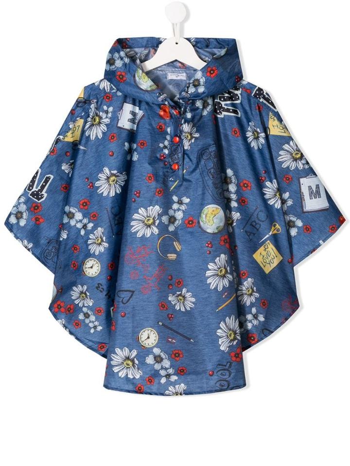 Monnalisa Teen Rain Poncho Jacket - Blue