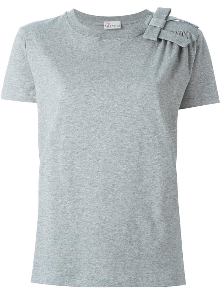 Red Valentino Bow Detail T-shirt, Women's, Size: Large, Grey, Cotton