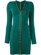 Balmain Fitted Hook Fasten Dress, Women's, Size: 36, Green, Polyamide/spandex/elastane/viscose