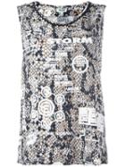 Kenzo Snakeskin Printed Vest Top, Size: 38, Black, Viscose