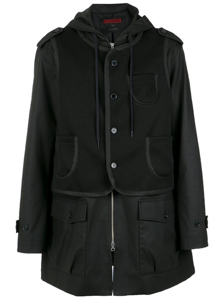 À La Garçonne Gilet Overlaid Overcoat - Black