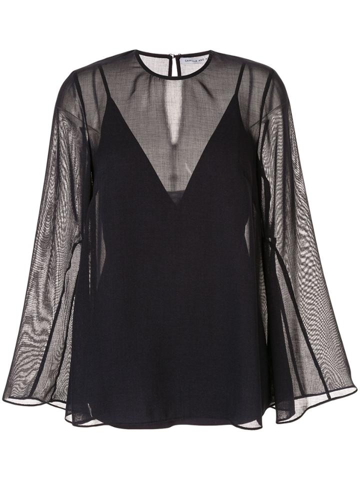 Camilla And Marc Sheer Wide-sleeve Blouse - Blue