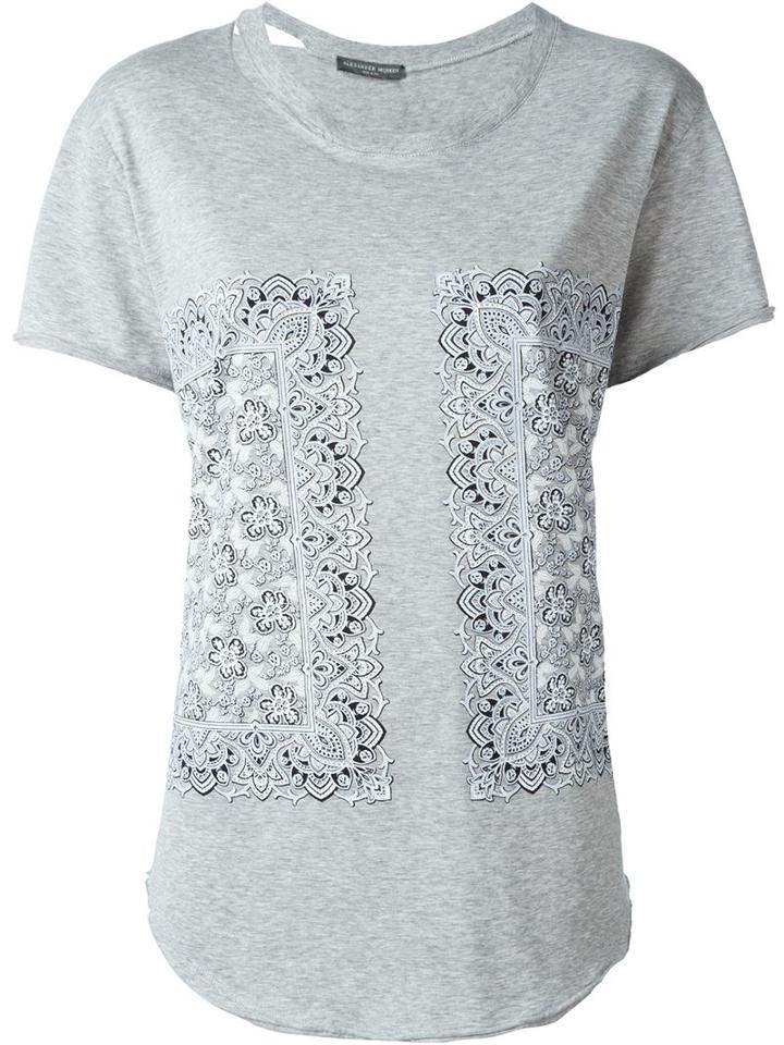 Alexander Mcqueen Paisley Print T-shirt, Women's, Size: 40, Grey, Cotton