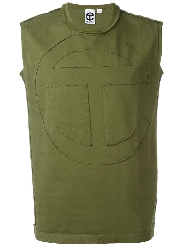 Telfar Cut Logo Tank, Men's, Size: Medium, Green, Cotton