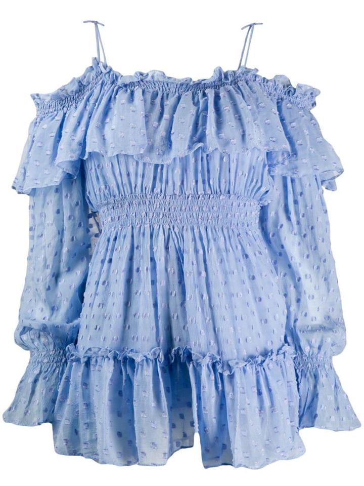 Alice Mccall Polka Dot Ruffled Playsuit - Blue