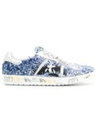 Premiata Logo Textured Sneakers - Blue