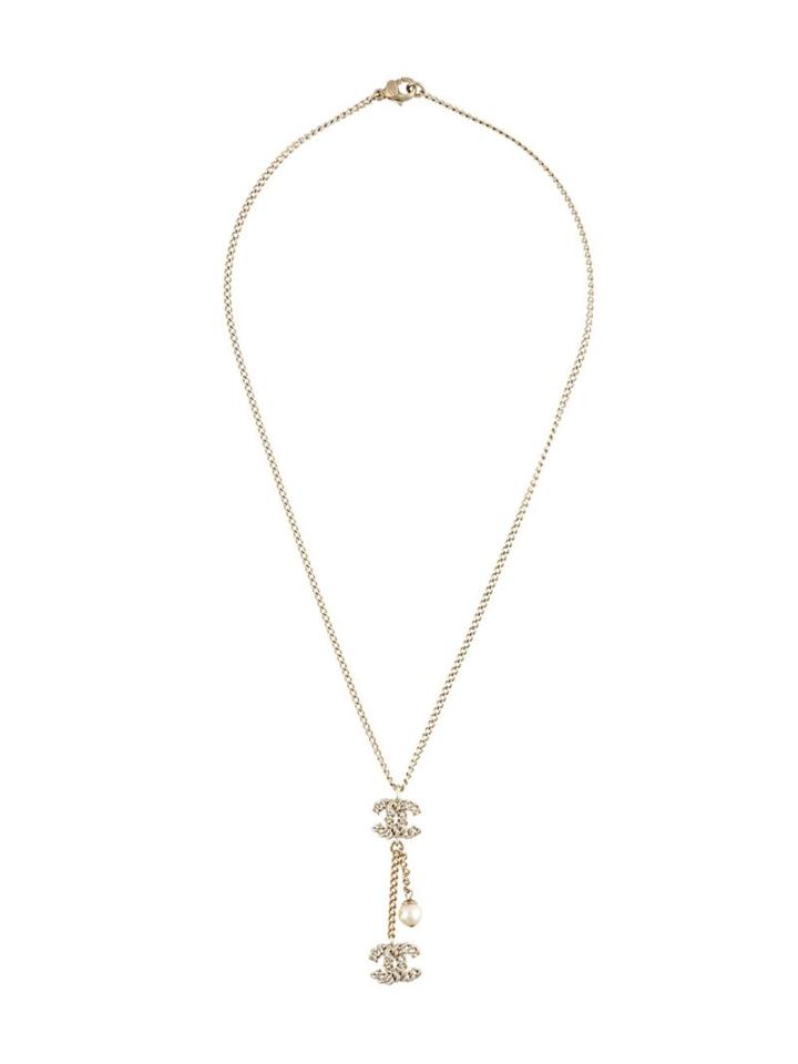 Chanel Vintage Faux Pearl Drop Pendant Necklace