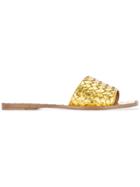 Bottega Veneta Oro Antico Intrecciato Calf Ravello Sandals - Metallic