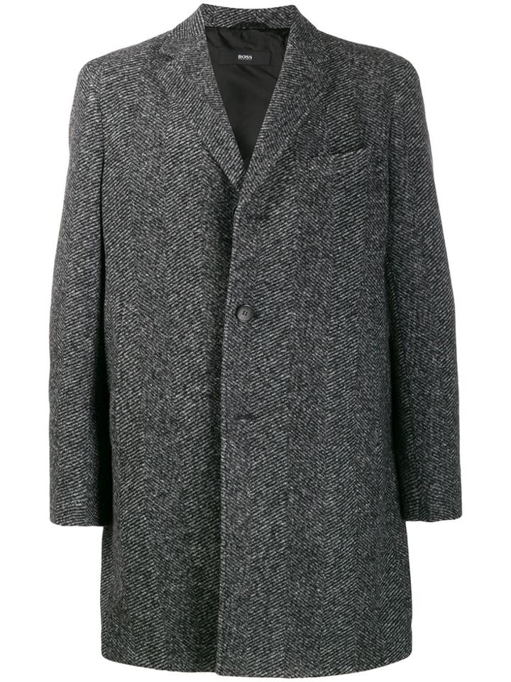 Boss Hugo Boss Textured Single Breasted Coat - Grey