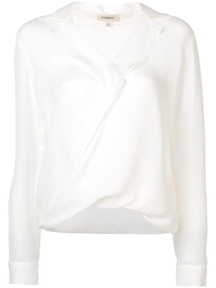 L'agence Draped V-neck Blouse - White