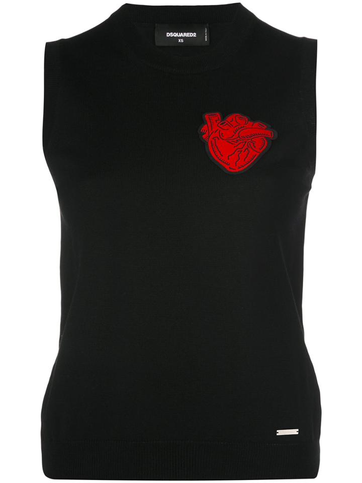 Dsquared2 Heart Patch Knitted Top - Black