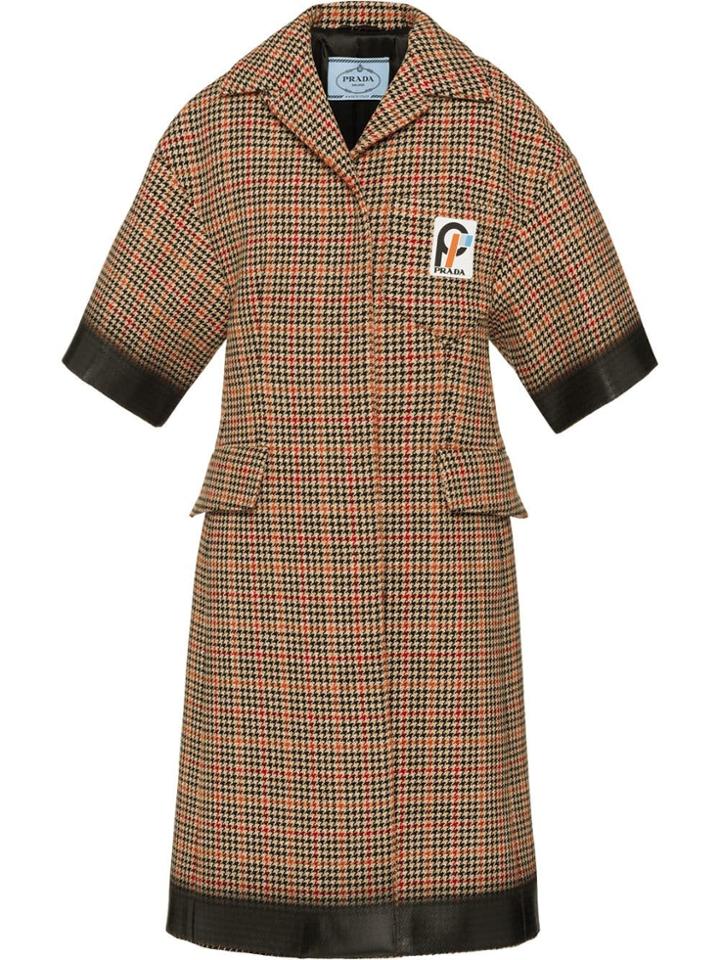 Prada Houndstooth Check Coat - Brown