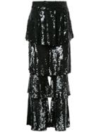 Osman Sequinned Tiered Trousers - Black