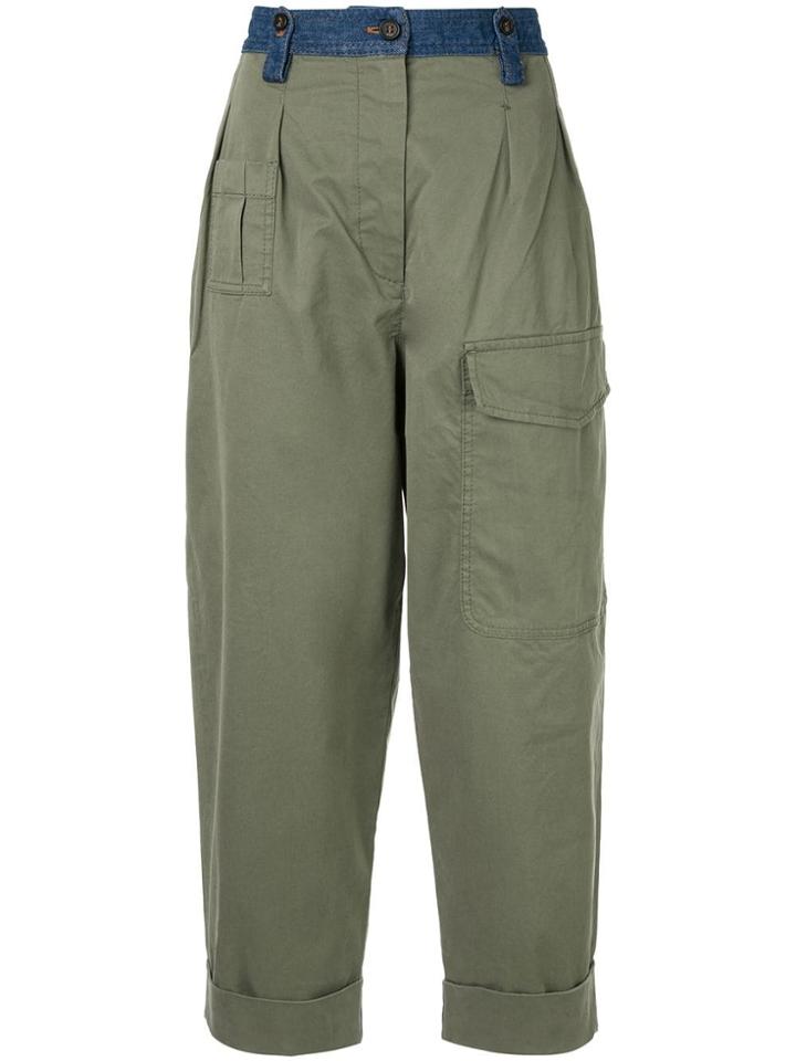 No21 High-waisted Cargo Trousers - Green