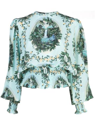 Fete Imperiale Boldini Cascade Silk Top - Blue