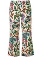 Philosophy Di Lorenzo Serafini - Floral Print Cropped Trousers - Women - Silk/linen/flax - 44, Women's, Nude/neutrals, Silk/linen/flax
