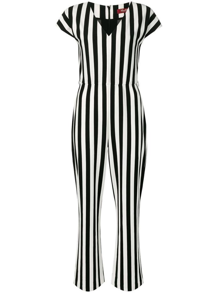 Max Mara Striped Short Sleeve Jumpsuit - Black