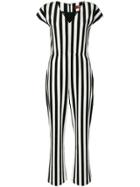 Max Mara Striped Short Sleeve Jumpsuit - Black