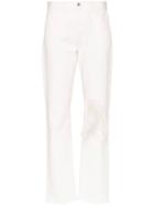 Marques'almeida Straight-leg Ripped Feather Jeans - White