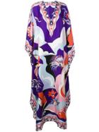 Emilio Pucci Printed Silk V-neck Kaftan - Purple