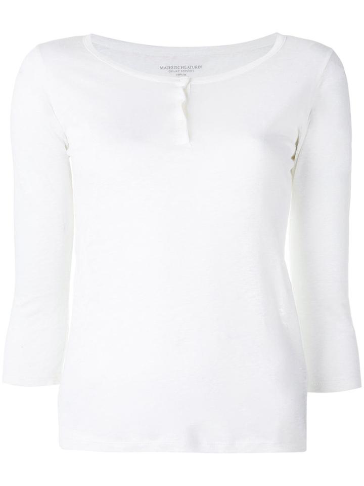 Majestic Filatures Henley Longsleeved T-shirt, Women's, Size: 1, White, Linen/flax