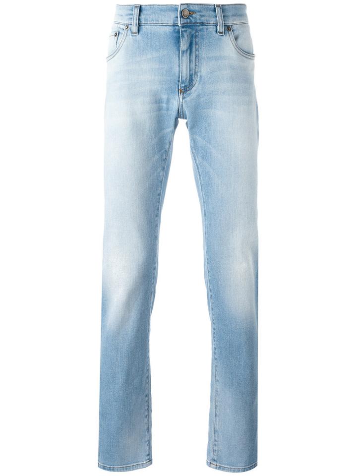 Dolce & Gabbana Straight Leg Jeans, Men's, Size: 52, Blue, Cotton/spandex/elastane