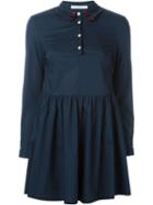 Vivetta Hand Collar Mini Dress, Women's, Size: 44, Blue, Cotton/spandex/elastane