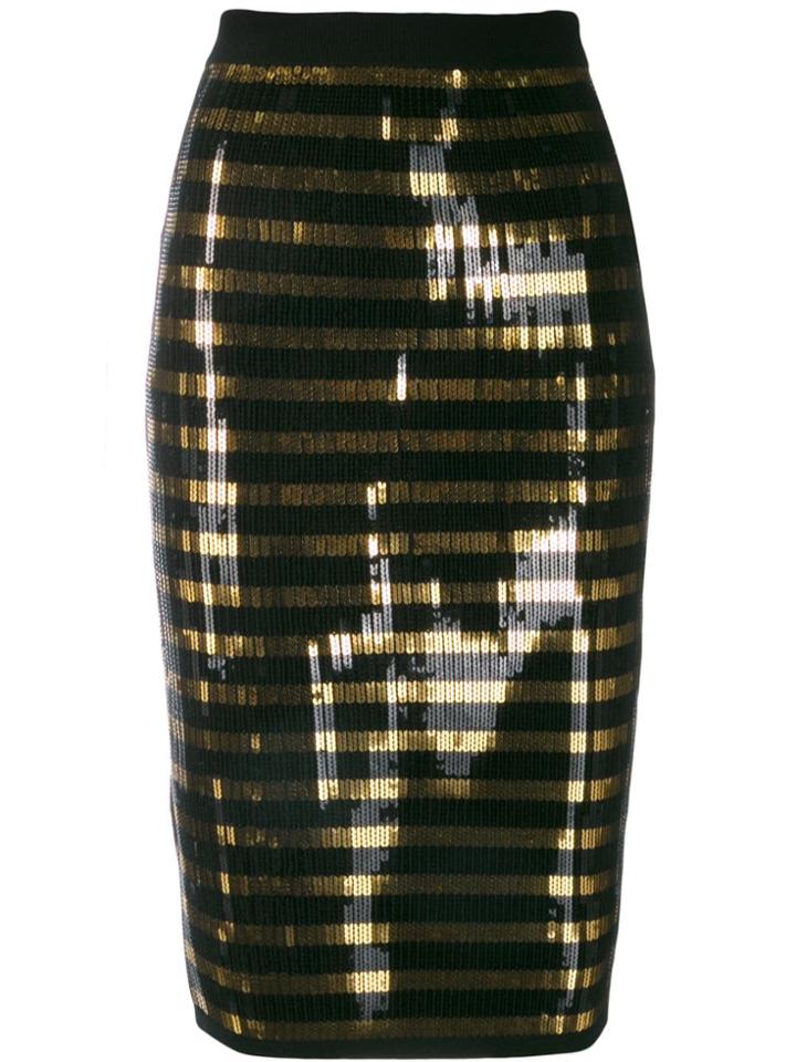 Ralph Lauren Striped Sequined Skirt - Black