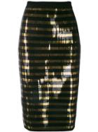 Ralph Lauren Striped Sequined Skirt - Black
