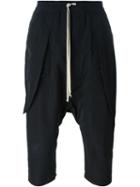 Rick Owens Drop Crotch Shorts, Men's, Size: 50, Black, Polyester/silk/cotton