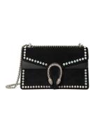 Gucci Dionysus Suede Shoulder Bag With Crystals - Black