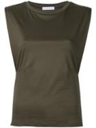 Estnation - Gathered Detail T-shirt - Women - Cotton - 38, Green, Cotton