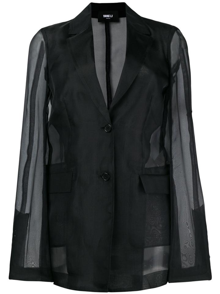 Yang Li Sheer Sleeves Blazer - Black