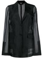Yang Li Sheer Sleeves Blazer - Black