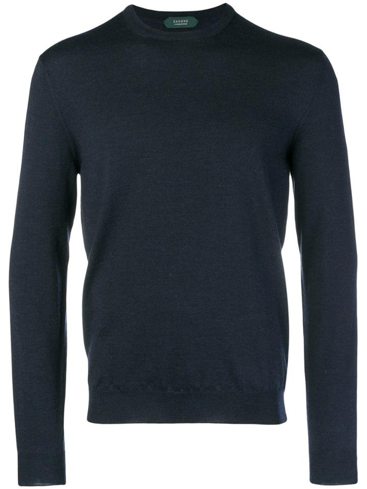Zanone Virgin Wool Crew Neck Sweater - Blue