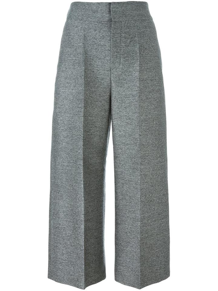 Lanvin Cropped Wide Leg Trousers, Women's, Size: 42, Grey, Silk/wool
