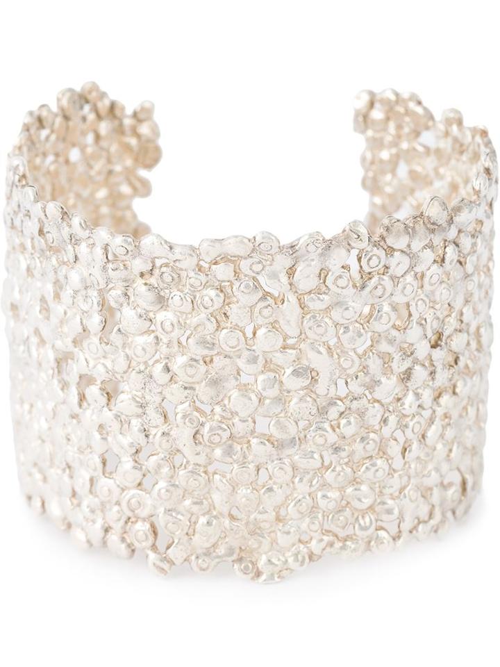 Natasha Collis Large Cobbled Cuff, Women's, Metallic, Sterling Silver