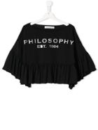 Philosophy Di Lorenzo Serafini Kids Cropped Ruffled T-shirt - Black