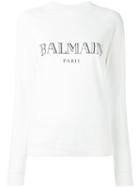 Balmain Logo Sweater, Women's, Size: 34, White, Cotton